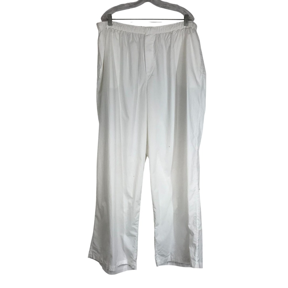 SKIMS - WOMEN'S 3X -WHITE 100% COTTON ELASTIC WAIST PULL-ON LOUNGE PANTS